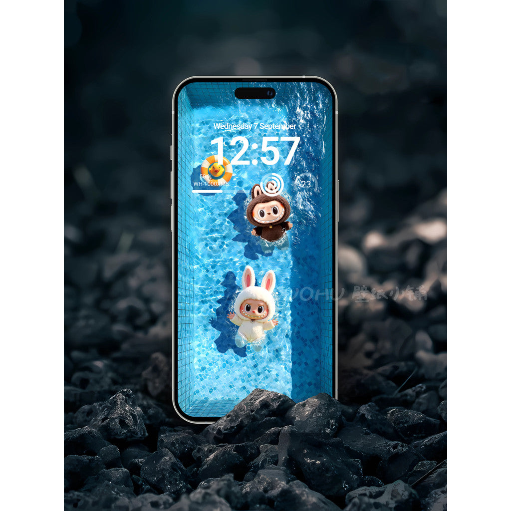 470+ Cute Labubu Live Wallpapers 🏊‍♂️📲 – Pop Mart Pool Edition (Light Effect) 💖🌟[ MICHIGO STUDIO ]