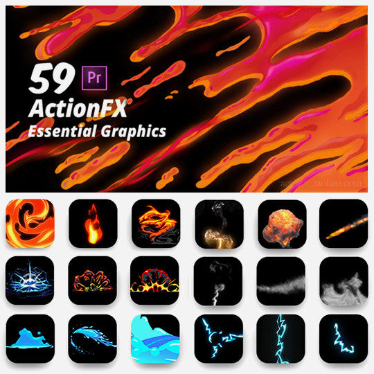 🎬 PR MOGRT TEMPLATE | Fire 🔥 Smoke 💨 Water 🌊 Explosion 💥 Cartoon FX Animation Elements 🎨 [ MICHIGO STUDIO ]