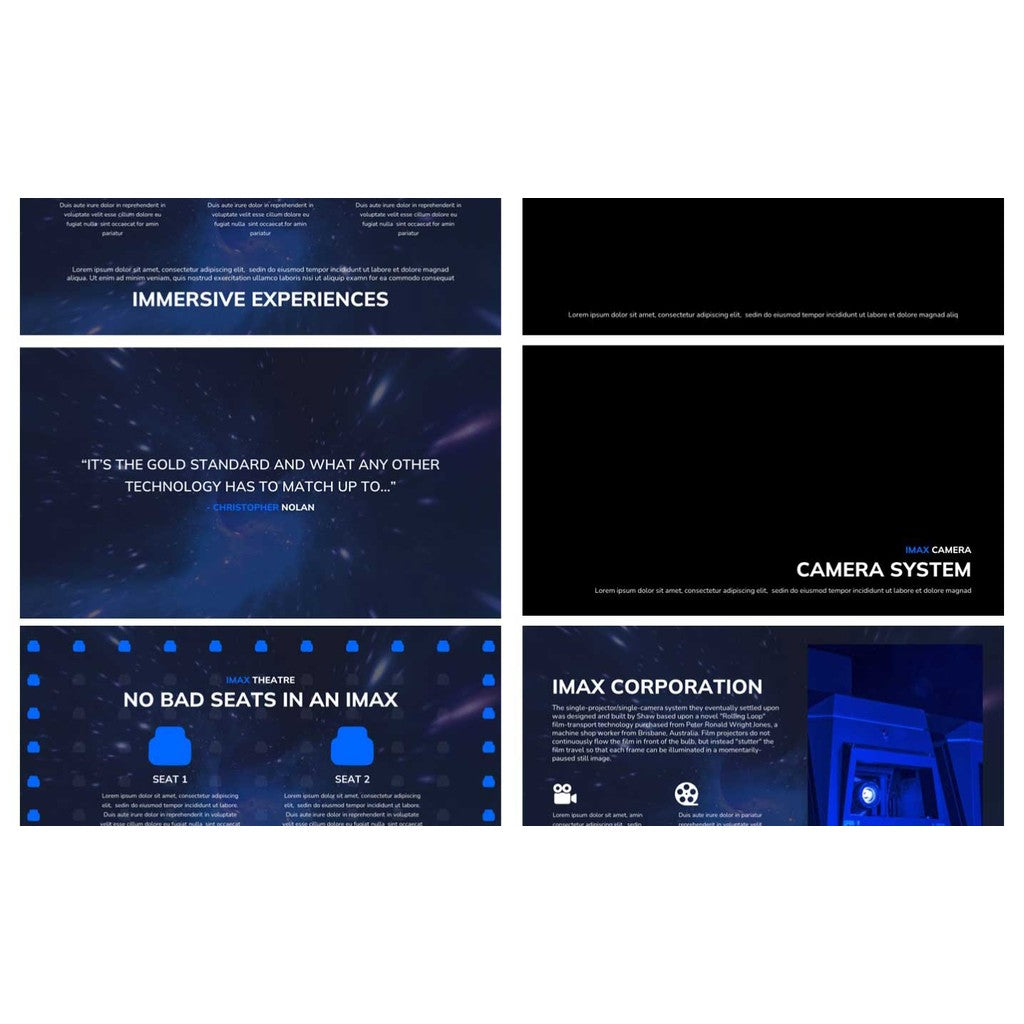 POWERPOINT TEMPLATE 313 | 🎬 IMAX Company Introduction English PPT Template Brand Introduction Film Company Finished PPT