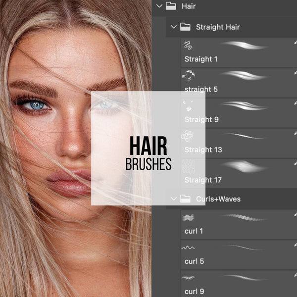 🖌️ PS BRUSHES | 44 Hair Brushes 💇‍♂️ Curly, Wavy & Straight Styles ✨ Add Volume & Shine [ MICHIGO STUDIO ]