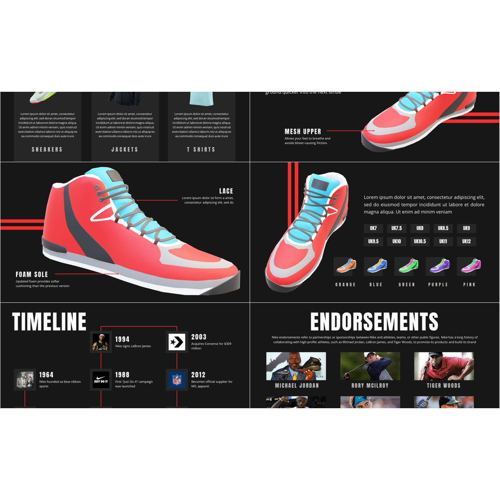 POWERPOINT TEMPLATE 316 | 👟 Nike Company Introduction English Corporate Black High-End Editable PPT