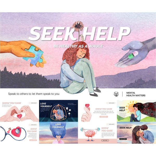 POWERPOINT TEMPLATE 253 | 🧠 Miss Ma Original Hand-Drawn Mental Health & Brain Disorder Autism PPT Template