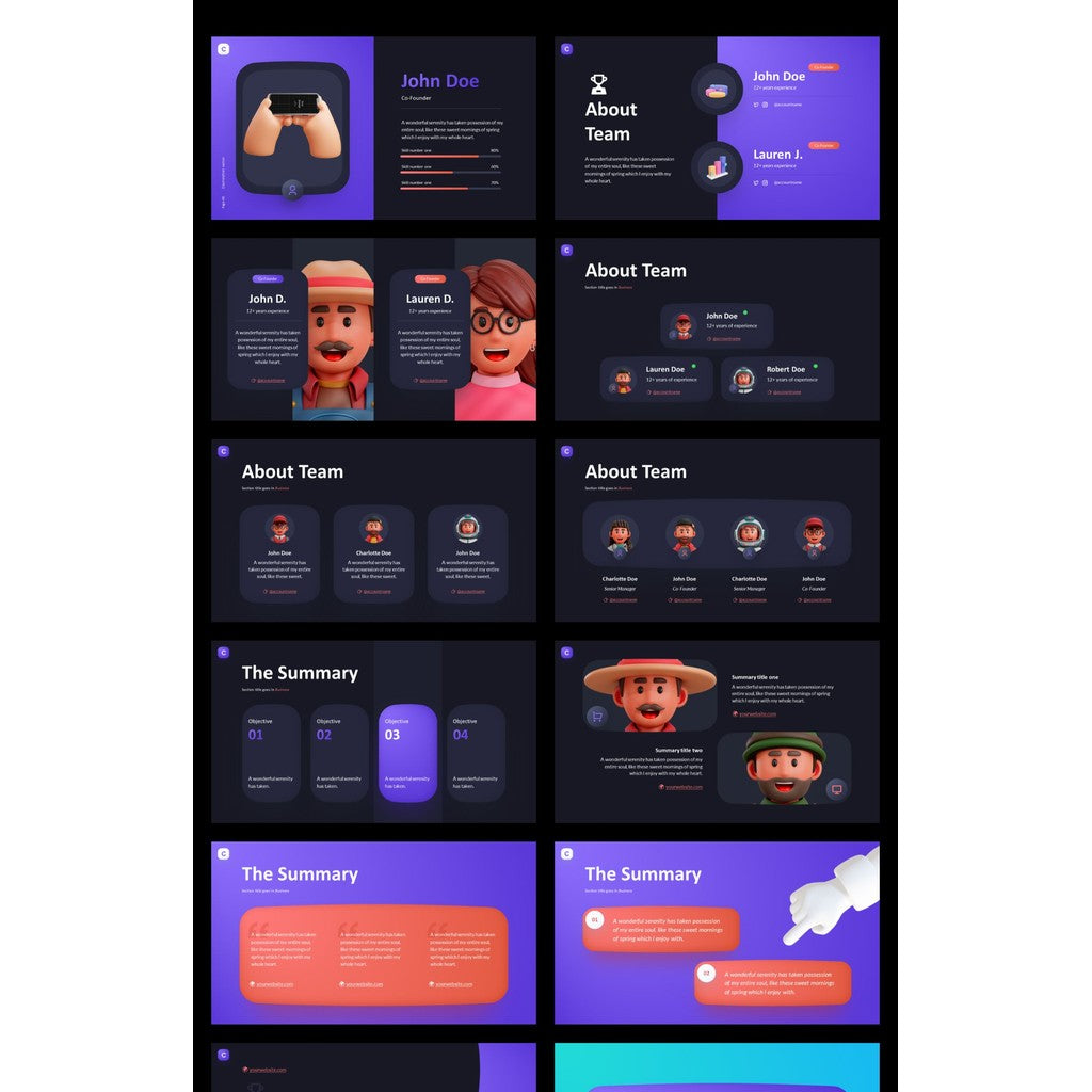 POWERPOINT TEMPLATE 28 | 🖤 80 Pages High-End 3D Dynamic Black & White Stylish Layout PPT Template [ MICHIGO STUDIO ]