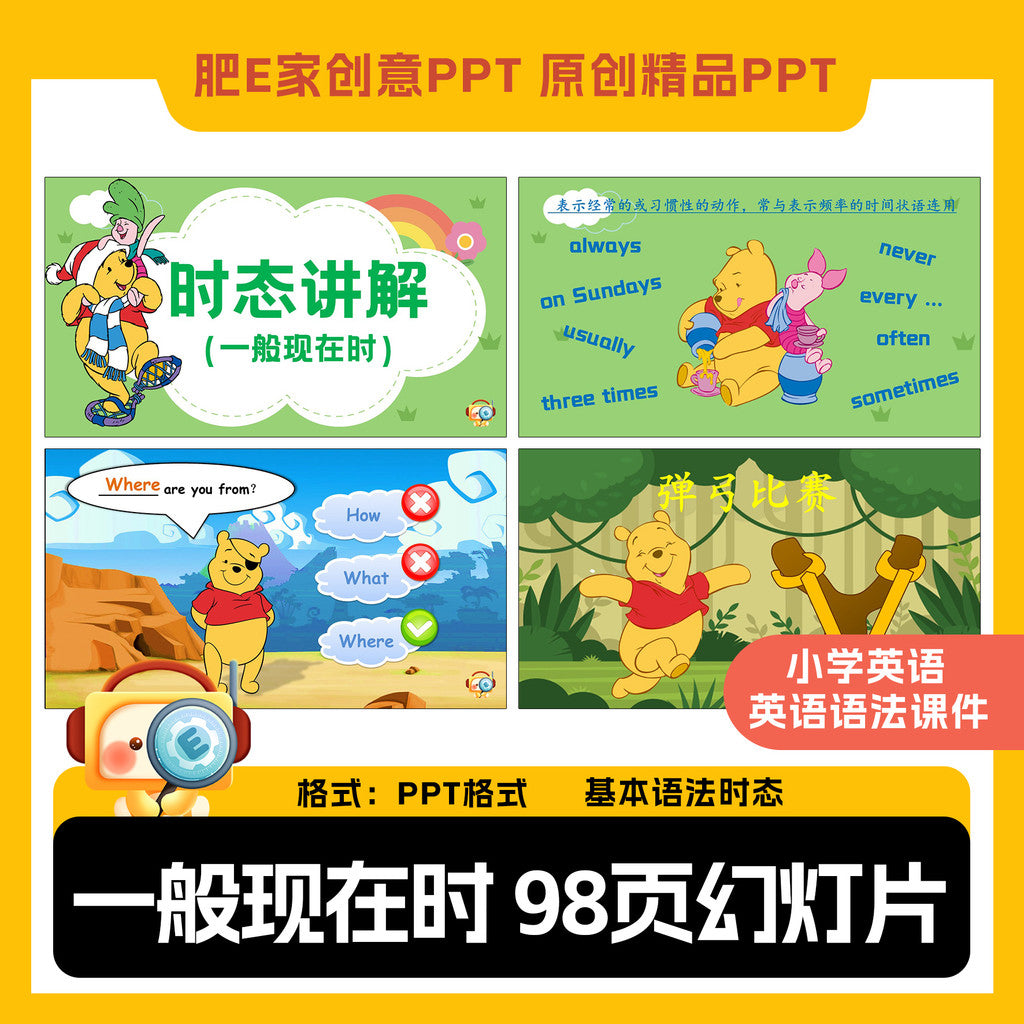 POWERPOINT TEMPLATE 75 | ⏳ Basic Grammar Tenses Present Past Future Fun Animated PPT Template [ MICHIGO STUDIO ]