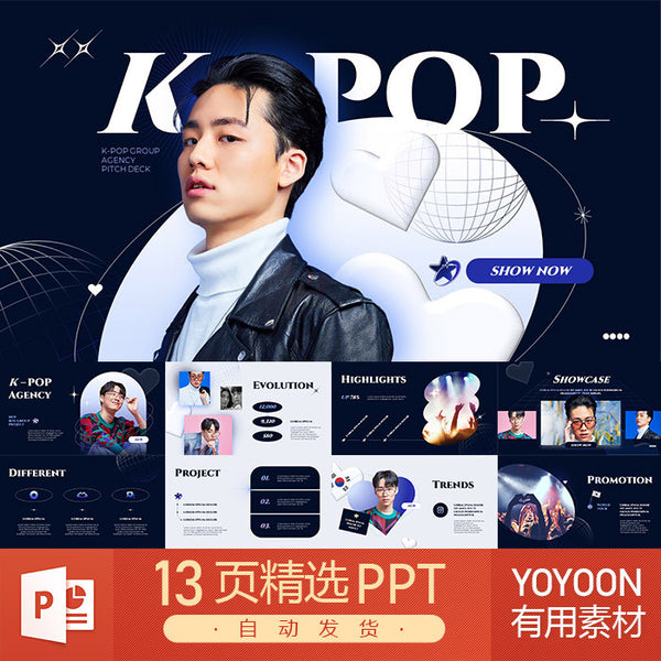 POWERPOINT TEMPLATE 177 | 🎤 Fashion K-Pop Music Star Fan Club Entertainment Celebrity Idol Concert PPT