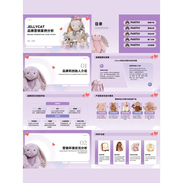 POWERPOINT TEMPLATE 54 | 🧸 Jellycat Brand Marketing Strategy Case Study Class Report PPT Template [ MICHIGO STUDIO ]