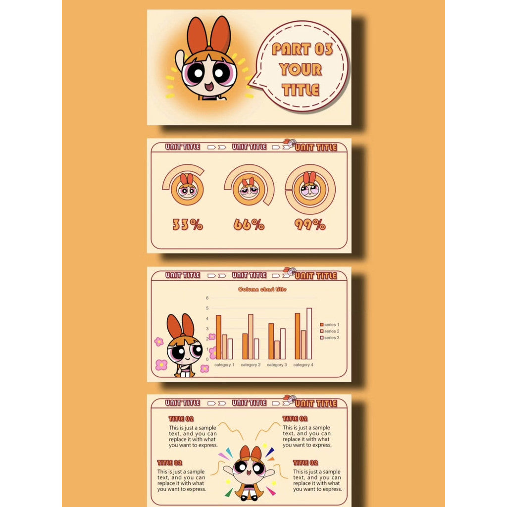 POWERPOINT TEMPLATE 181 | 👧 Powerpuff Girls PPT Template 15 Pages Text & Images Editable [ MICHIGO STUDIO ]