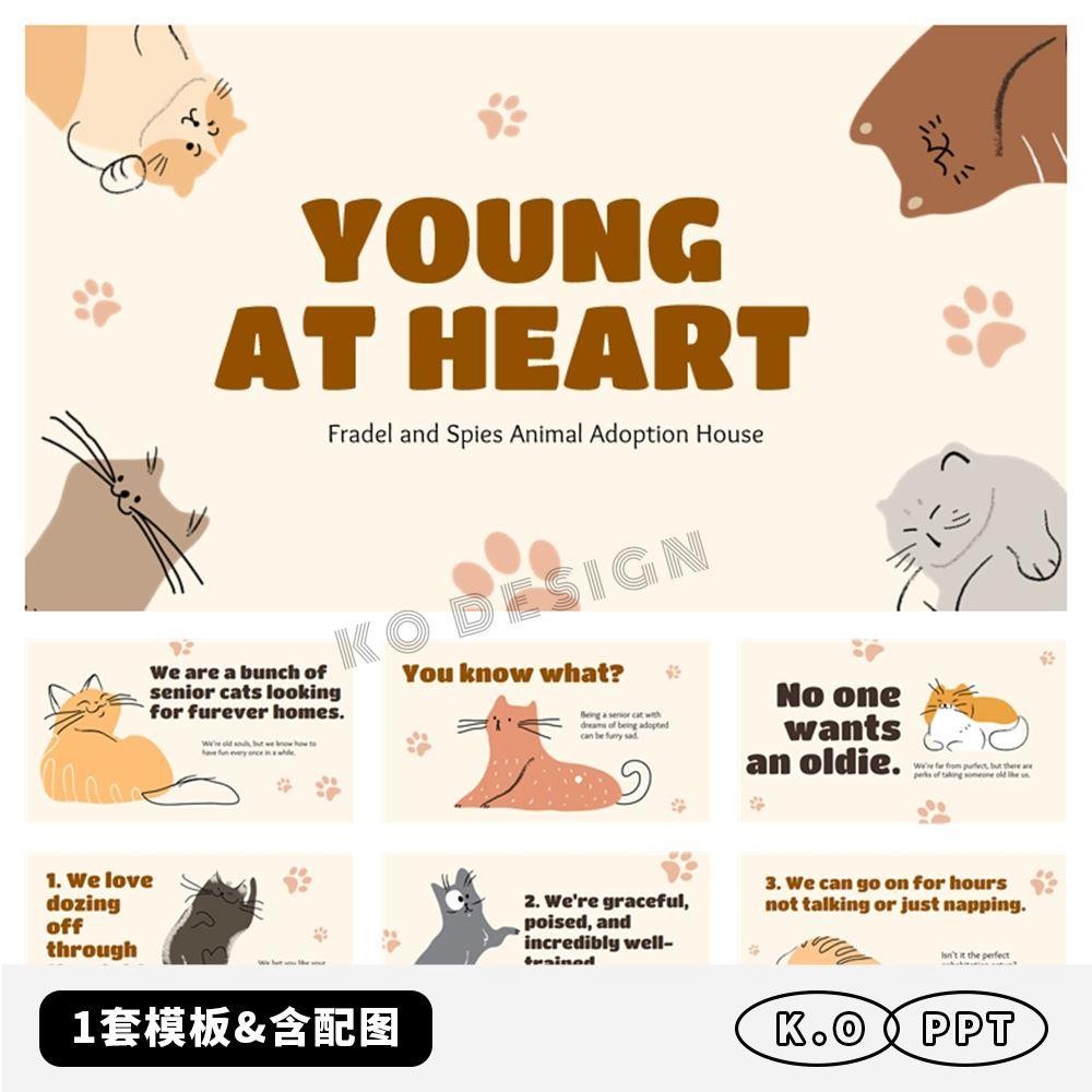POWERPOINT TEMPLATE 250 | 🖌️ Hand-Drawn Cute Fun Advocacy for Pet Adoption & Animal Care Stray Cat PPT Template