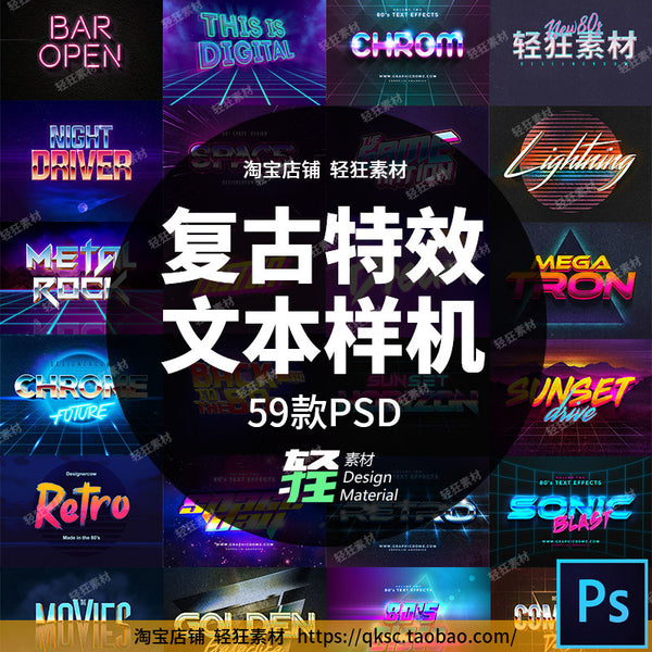 🎨 PSD TEMPLATE | Retro Vaporwave Metallic Glow Font Logo Smart Layer PSD [MICHIGO STUDIO]