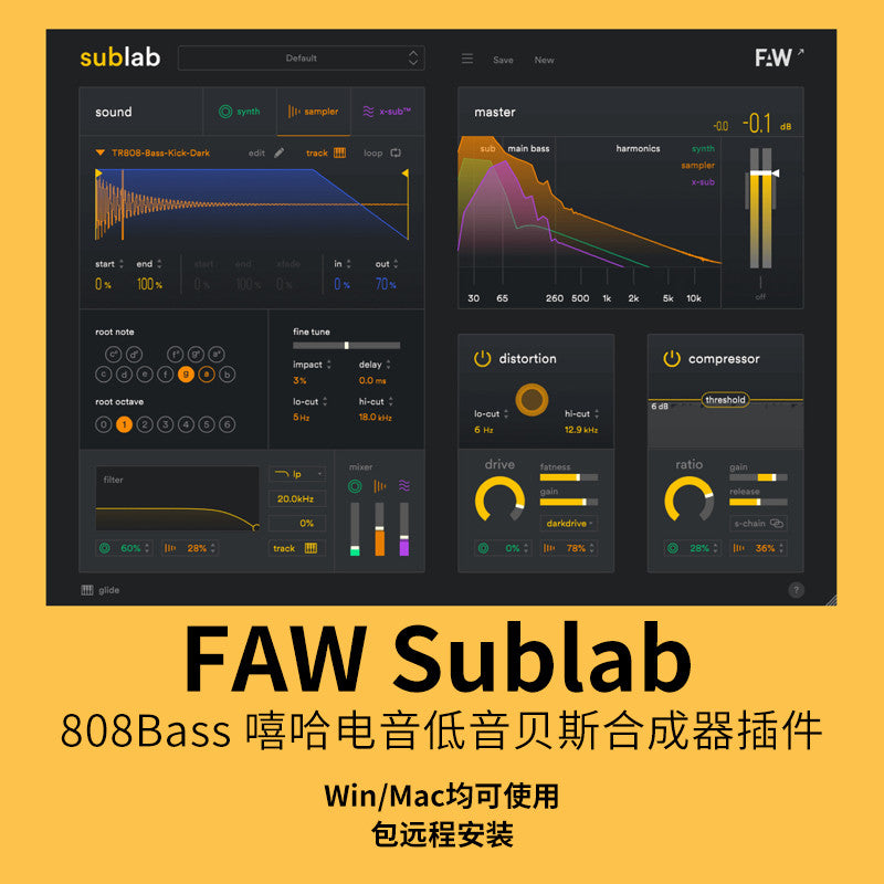 🥁 FAW Sublab XL | 808 Bass Synthesizer & Hip-Hop / Trap Glide Bass Plugin [MICHIGO STUDIO]