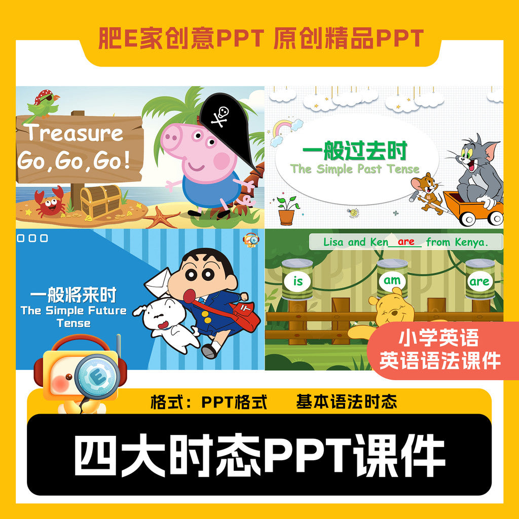POWERPOINT TEMPLATE 75 | ⏳ Basic Grammar Tenses Present Past Future Fun Animated PPT Template [ MICHIGO STUDIO ]