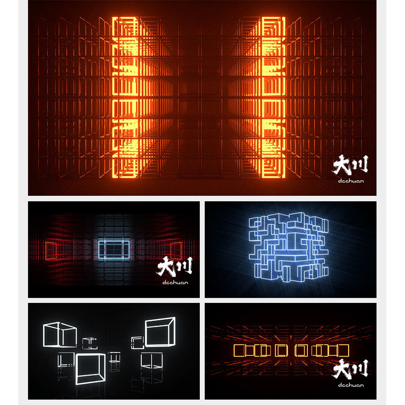 🎥 VJ LOOP | Neon Grid Geometry Cool Face Club LED Stage Background 🔷🧠 [ MICHIGO STUDIO ]