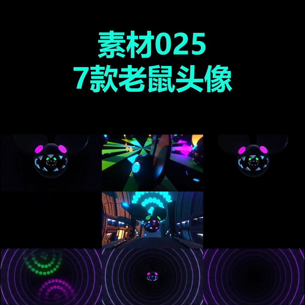 VJ LOOP | 🐭 Cartoon Bounce Mouse Head – Abstract LED Rhythm Visuals 🎵🎥 [MICHIGO STUDIO]