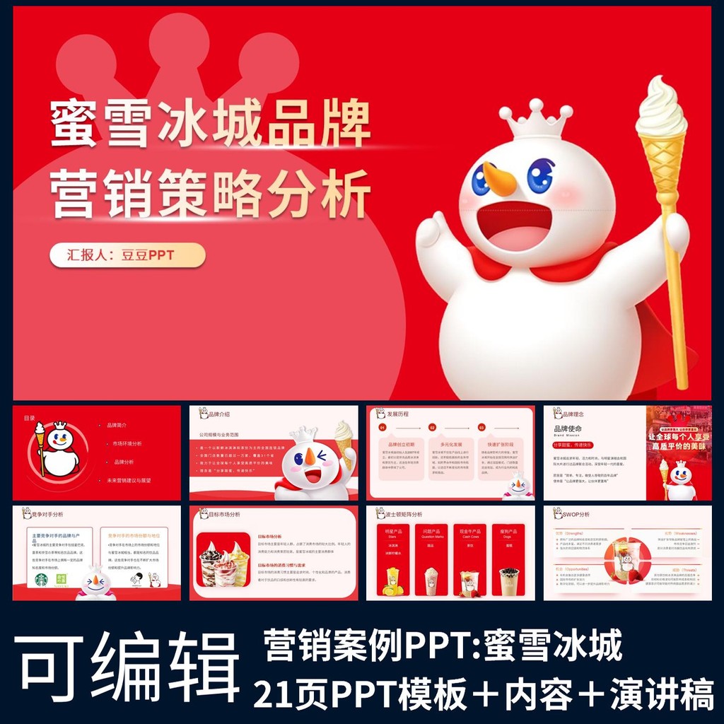 POWERPOINT TEMPLATE 43 | 🍧 MIXUE Ice Cream Brand Marketing Strategy Report PPT Template [ MICHIGO STUDIO ]