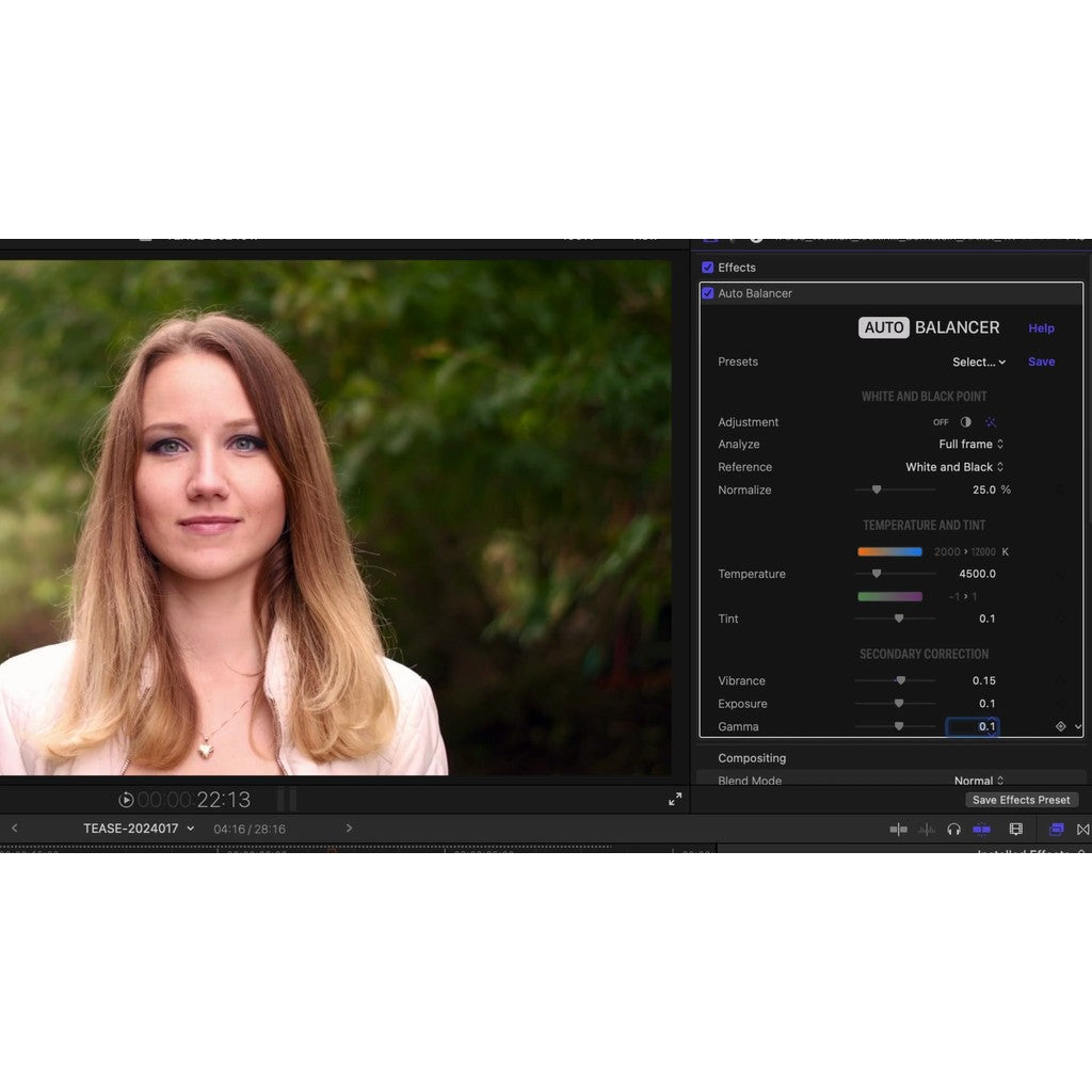 706 🎞️ FCPX – Auto Balancer M1 | Automatic White Balance, White Point, Color Temp & Tone Adjust ✨ [ MICHIGO STUDIO ]