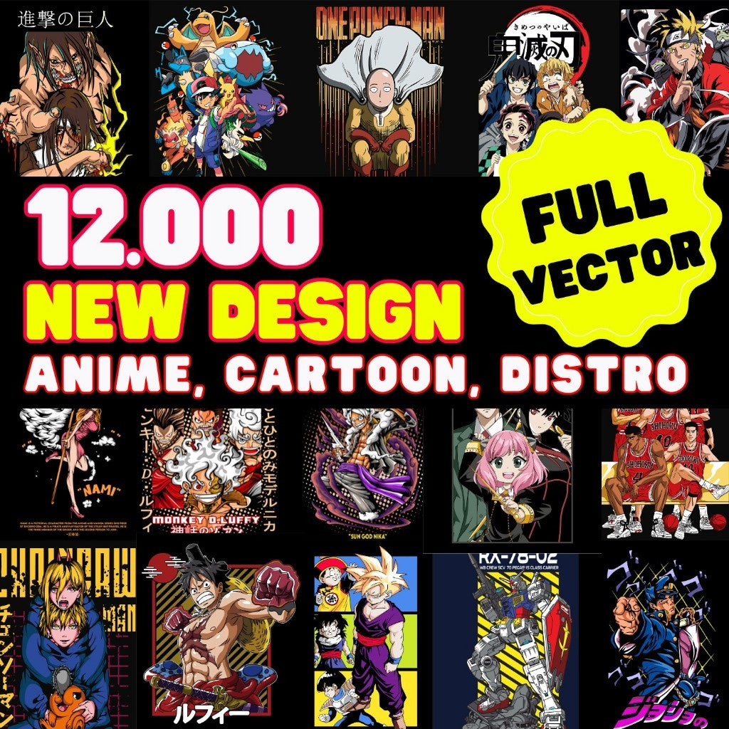 🎨 Design Bundle – New Anime Design Collection (90% Vector or PSD, Fully Editable) Anime, Marvel,DC Cartoon & Streetwear