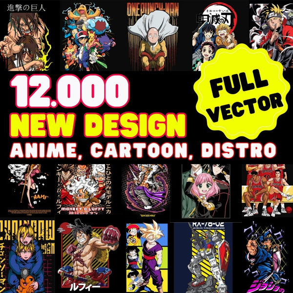 🎨 Design Bundle – New Anime Design Collection (90% Vector or PSD, Fully Editable) Anime, Marvel,DC Cartoon & Streetwear