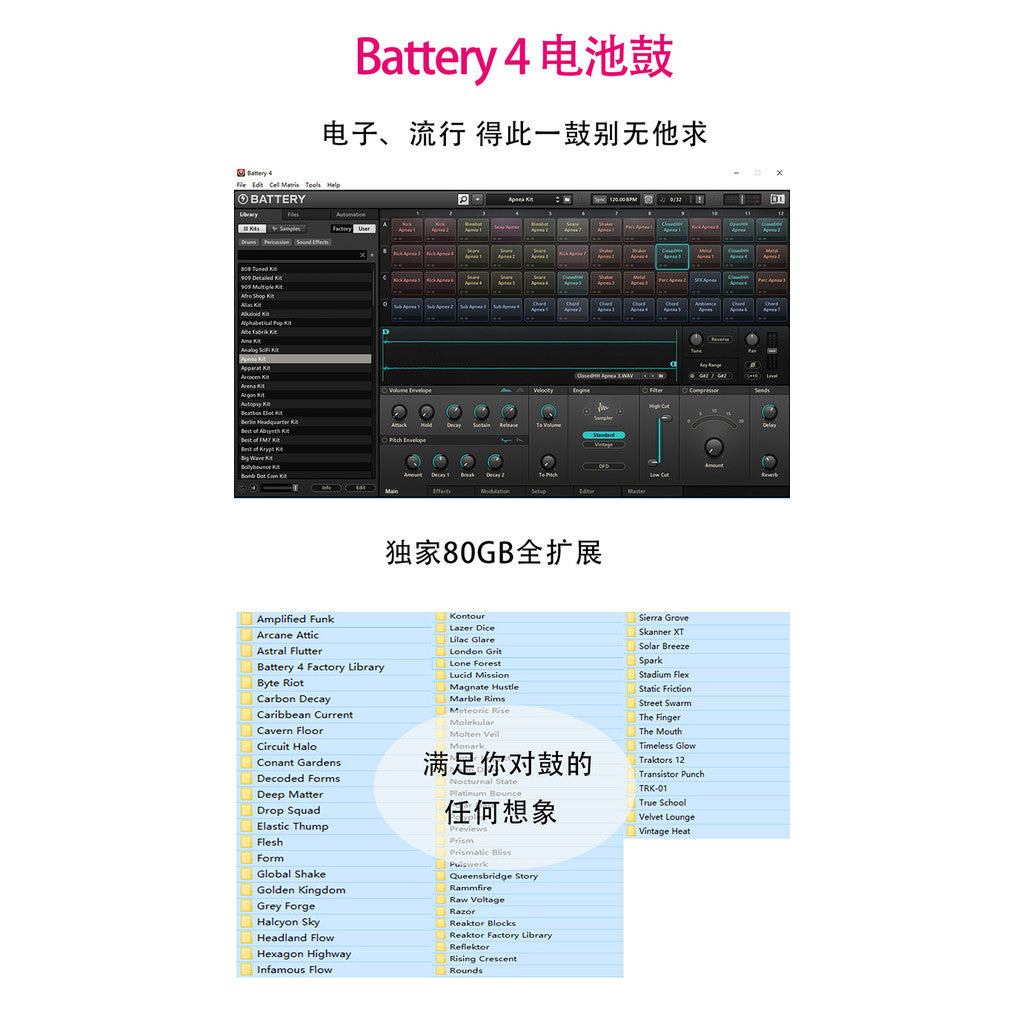 🥁 Drum Library – Battery 4 – 80GB EDM & Electronic Drum Expansion Pack (Win/Mac) ✨ [ MICHIGO STUDIO ]