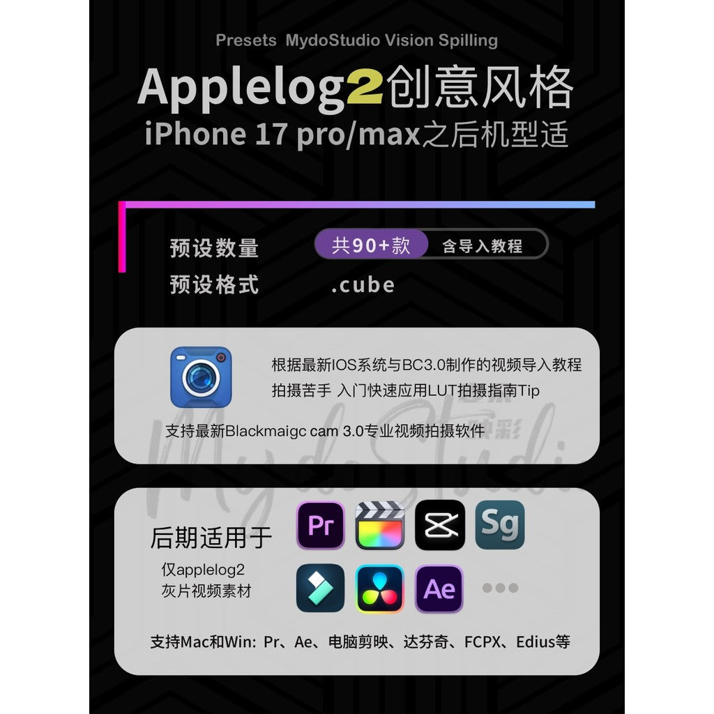🎬 LUT | iPhone 17 Pro/Max • Apple Log2 Creative Styles • Blackmagic Camera In-Camera LUT 【MICHIGO STUDIO】