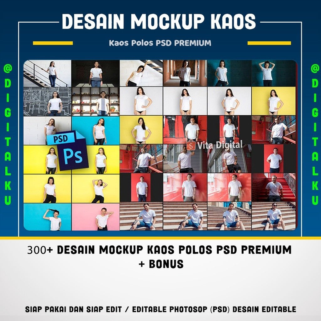 👕 300+ Premium Plain T-Shirt Mockup Designs (PSD) + Bonus | [MICHIGO STUDIO]