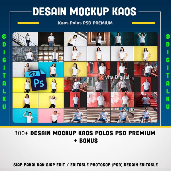 👕 300+ Premium Plain T-Shirt Mockup Designs (PSD) + Bonus | [MICHIGO STUDIO]