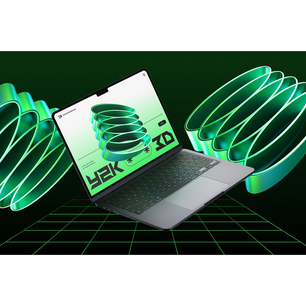3D DESIGN | ⭐ Y2K Green Chrome Abstract Star Design – PNG