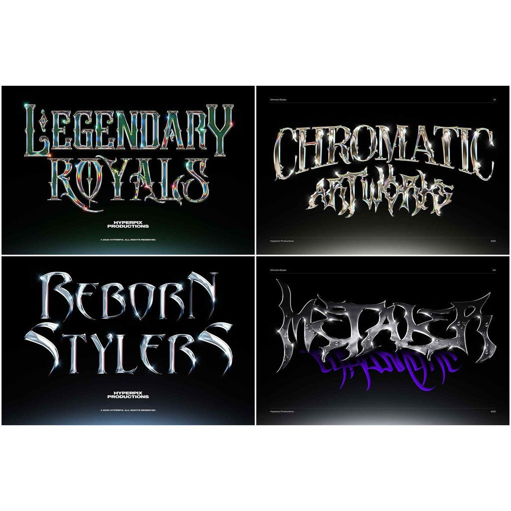 ✨ Photoshop Template – Chrome Text Styles Bundle | [MICHIGO STUDIO]