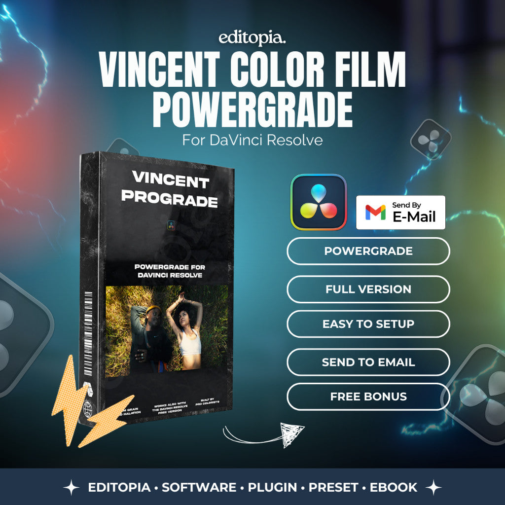 Vincent Color Film – Cinematic PowerGrade - For Davinci Resolve - Editopia[ MICHIGO STUDIO ]
