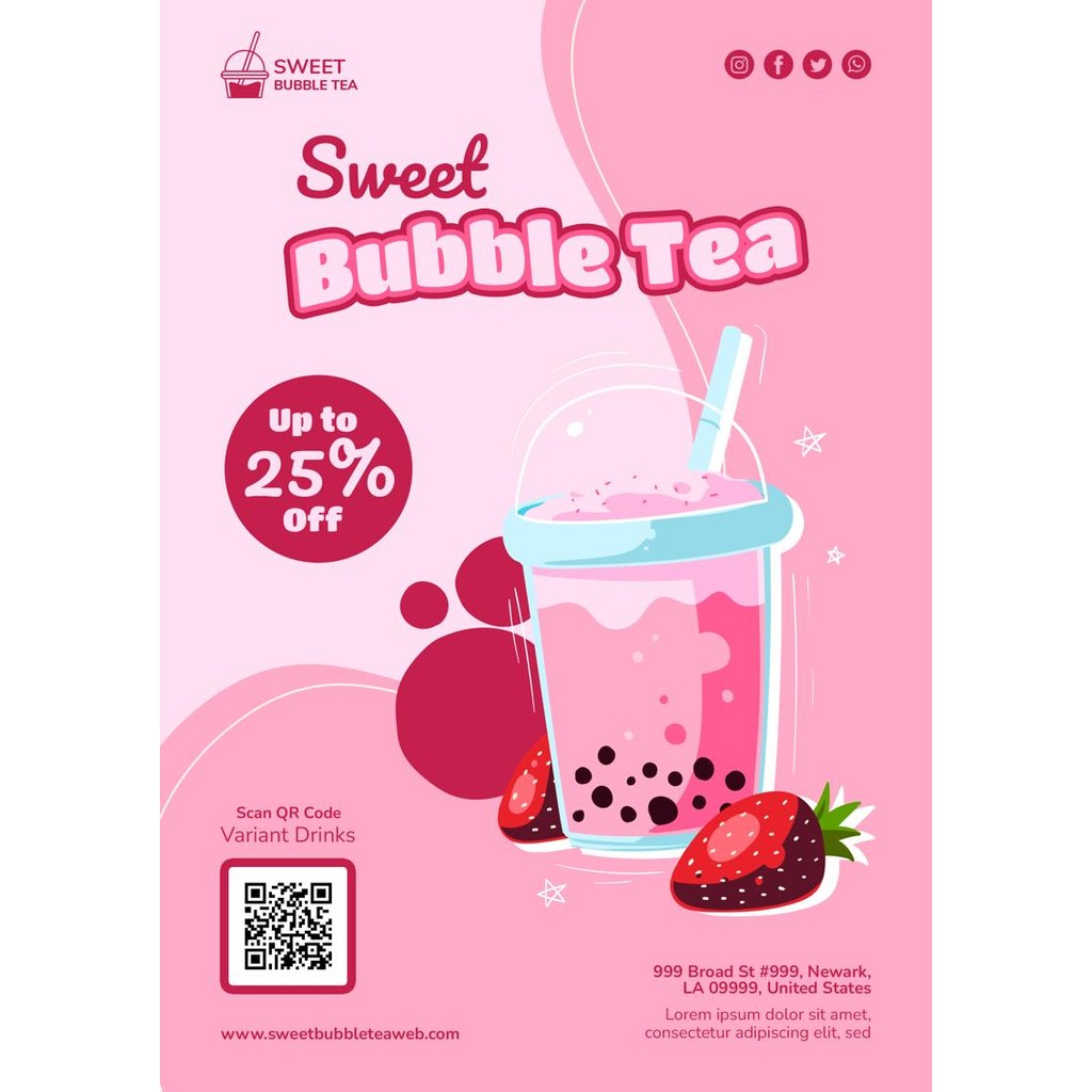 PSD | 🥤 Drink Poster Template – Bubble Tea | Juice | Coffee Menu