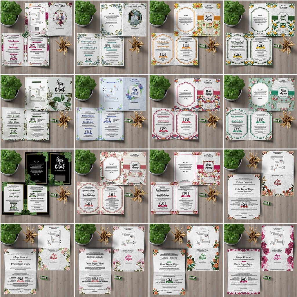 850+ Template Desain Undangan Pernikahan Kekinian Aesthetic Rustic Corel Draw (Format CDR)[ MICHIGO STUDIO ]
