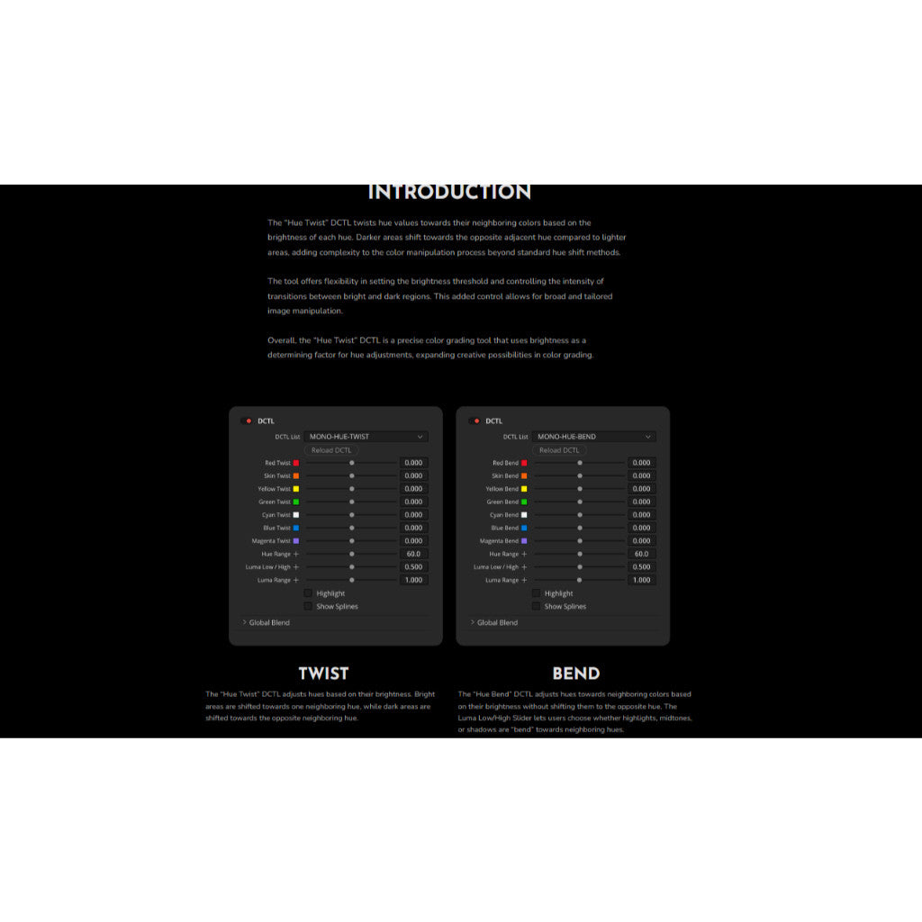 Mononodes - HUE TWIST & BEND DCTLS DAVINCI RESOLVE MacOS Windows[ MICHIGO STUDIO ]