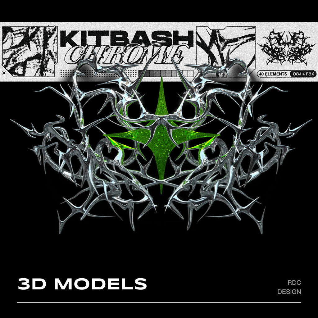 3D MODEL | 🔗 40 Y2K Metallic Totem & Chain Models – C4D | Blender
