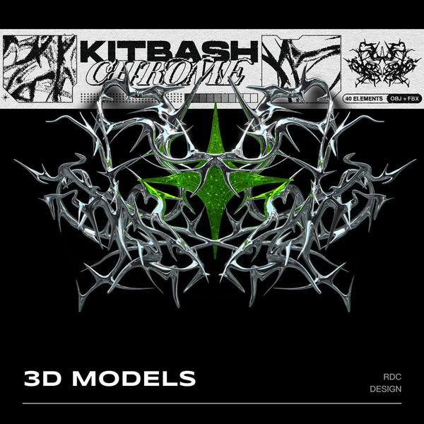 3D MODEL | 🔗 40 Y2K Metallic Totem & Chain Models – C4D | Blender