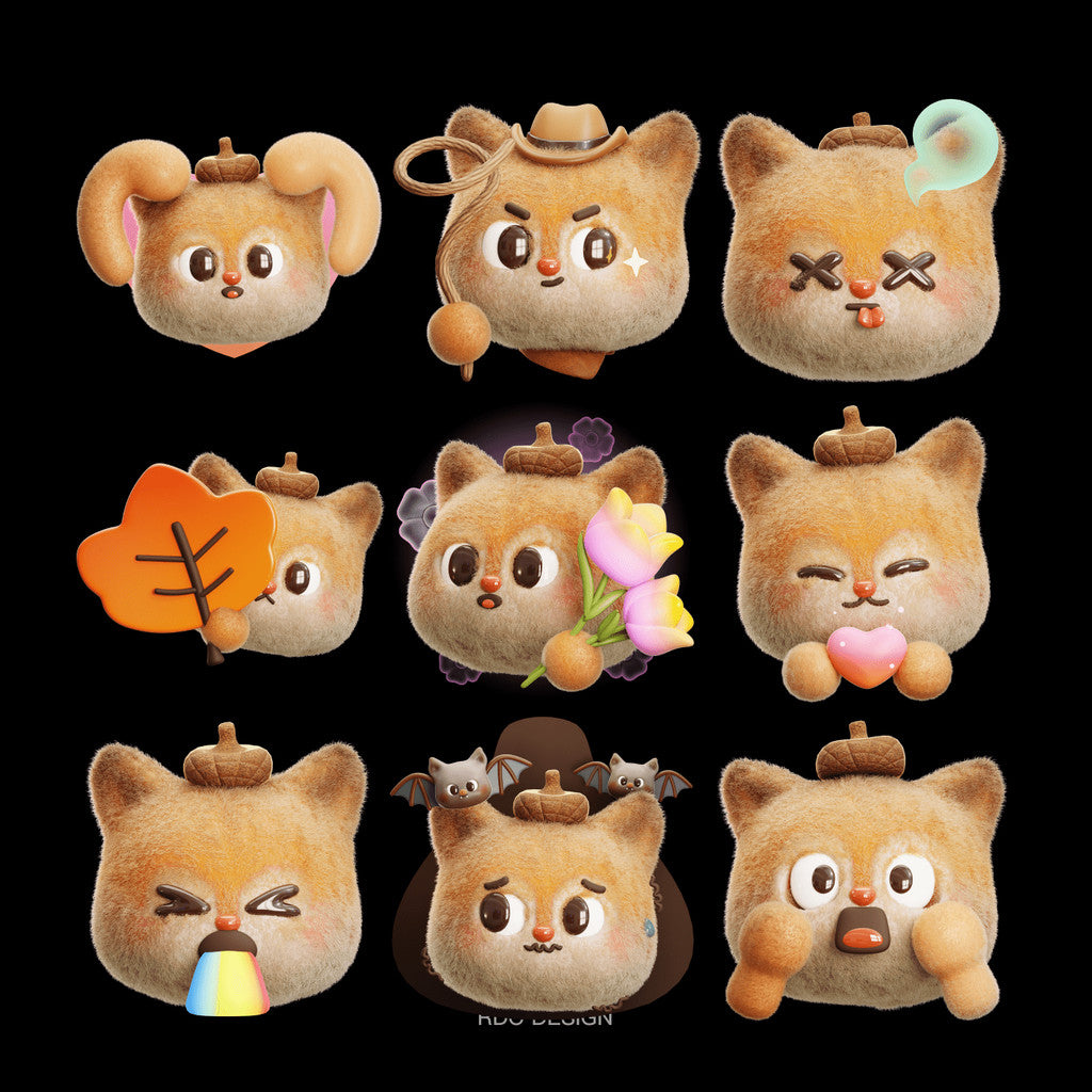 3D MODEL | 🧸 24 Cute 3D Plush Bear Emoji Pack – Blender | C4D