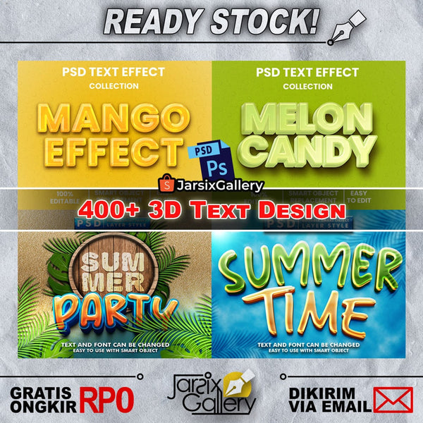 🔠 [JarsixGallery] 400+ 3D Text Design Templates (PSD/Photoshop) – Fully Editable | [MICHIGO STUDIO]