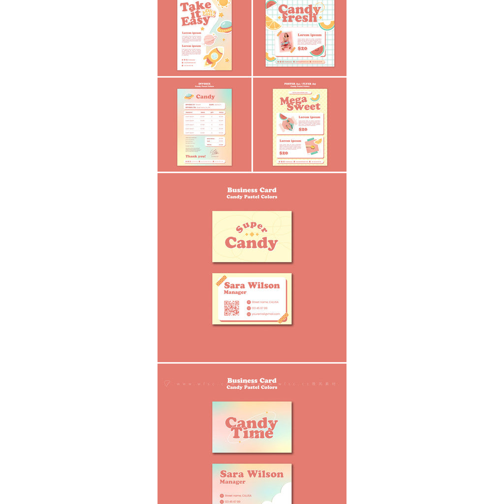 PSD | 🍭 Candy Poster Template – Cartoon School | Space | Galaxy