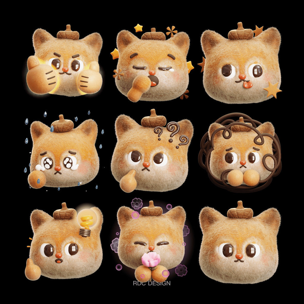 3D MODEL | 🧸 24 Cute 3D Plush Bear Emoji Pack – Blender | C4D