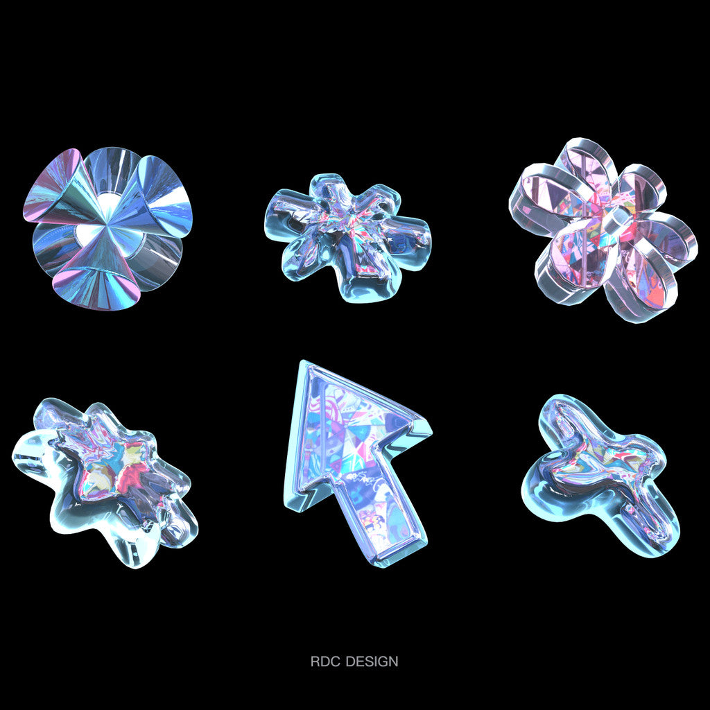 3D MODEL | 🪩 21 Futuristic Holographic Glass Acidic Models – Blender