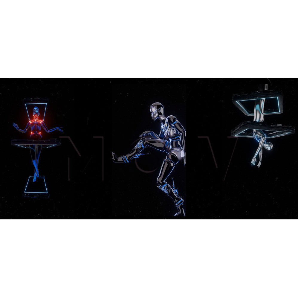 国外裸眼3D机械科技人物动画全息投影 LED大屏幕背景视频vj素材[ MICHIGO STUDIO ]