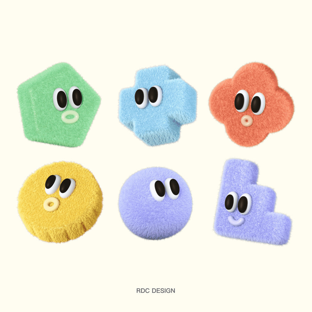 3D MODEL | 🌸 Y2K Plush Flower & Abstract Emoji Pack – Blender | C4D