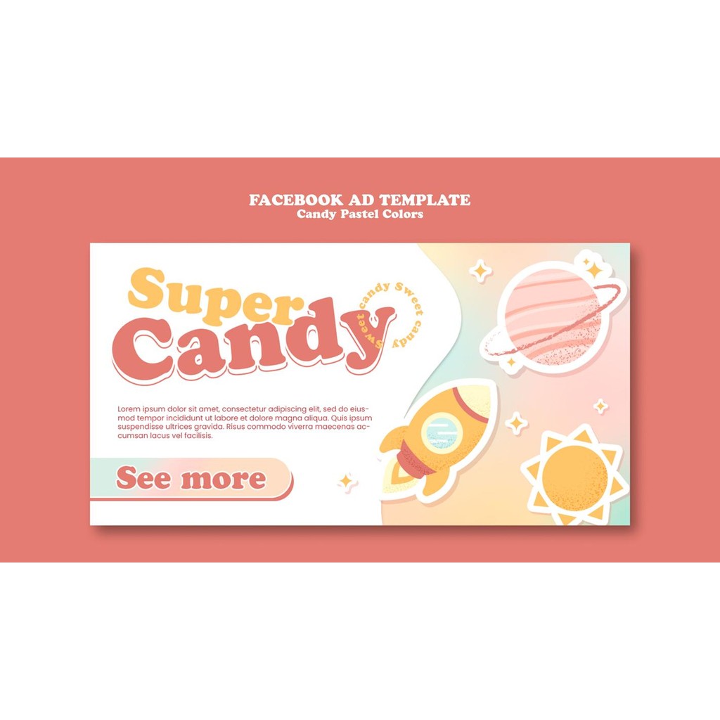 PSD | 🍭 Candy Poster Template – Cartoon School | Space | Galaxy