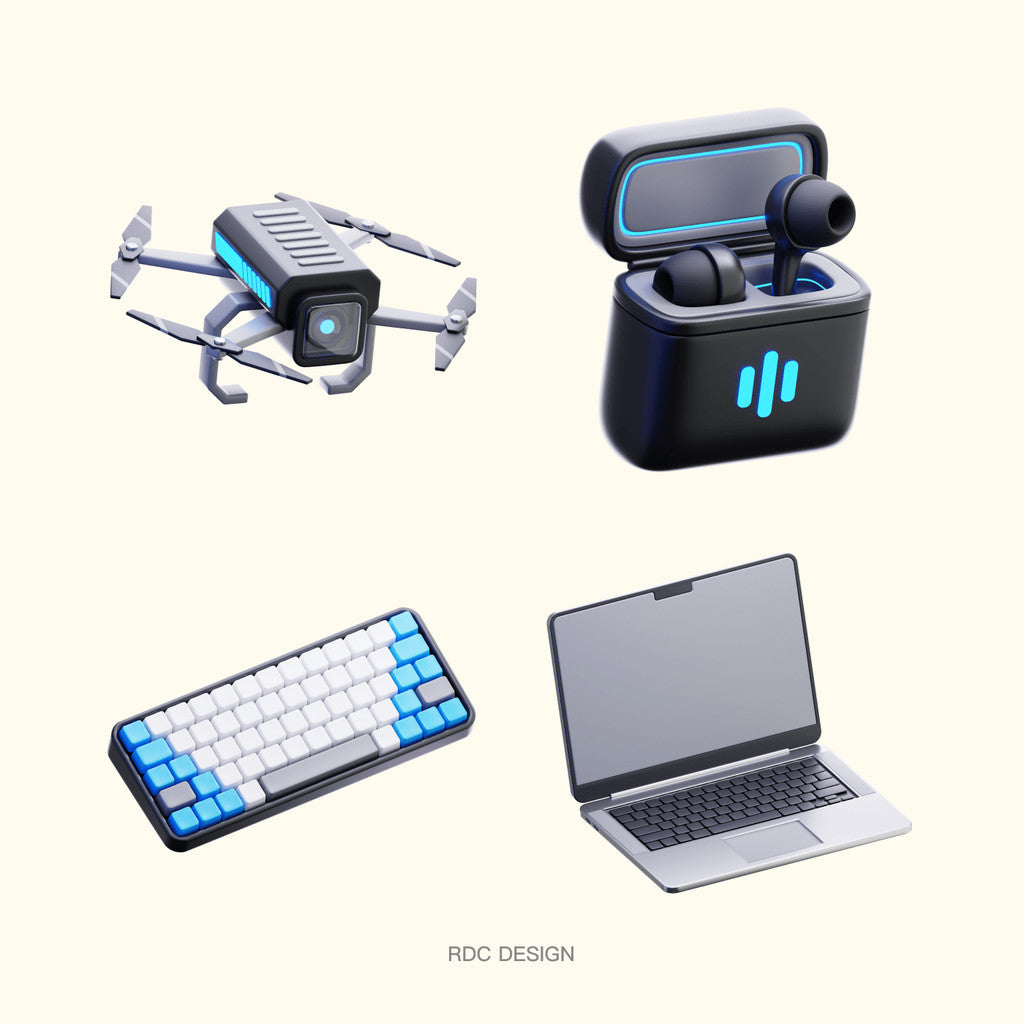 3D MODEL | 🚁 10 Drones, Headphones, PC & Camera Gear Models – Blender | C4D