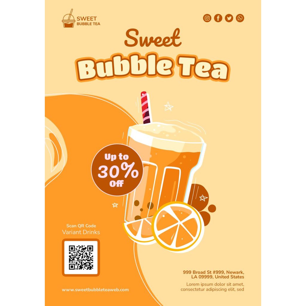 PSD | 🥤 Drink Poster Template – Bubble Tea | Juice | Coffee Menu