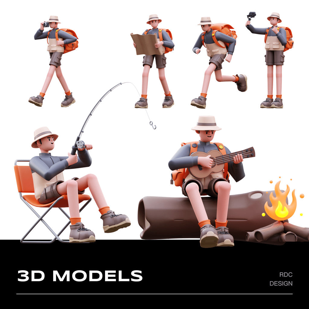3D MODEL | 🏕️ 20 Camping & Outdoor Character Models – Blender
