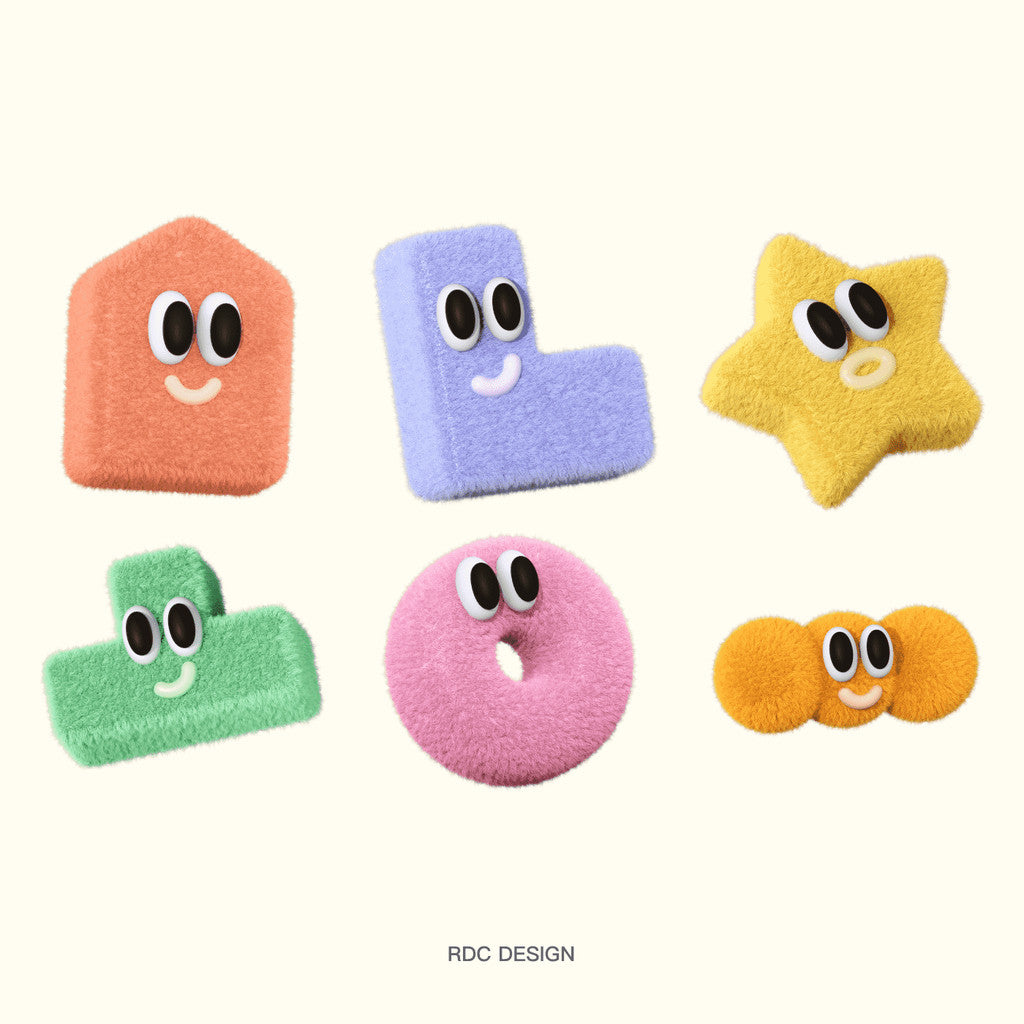 3D MODEL | 🌸 Y2K Plush Flower & Abstract Emoji Pack – Blender | C4D