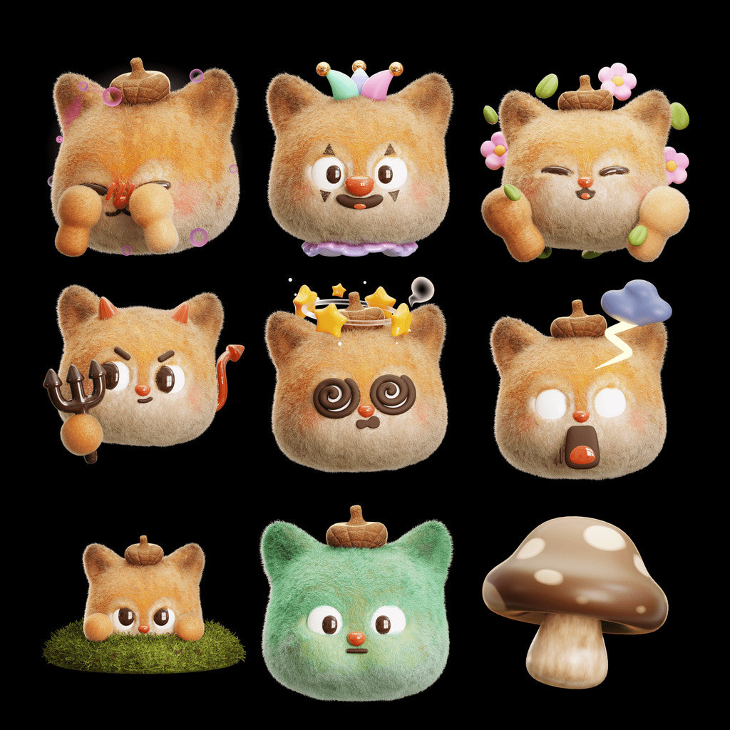 3D MODEL | 🐻 25 Cute 3D Plush Bear Emoji Pack – Blender | C4D