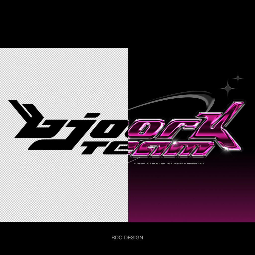 3D DESIGN | 🌸 Y2K Pink Chrome Cyberpunk Font Logo Mockup – Photoshop