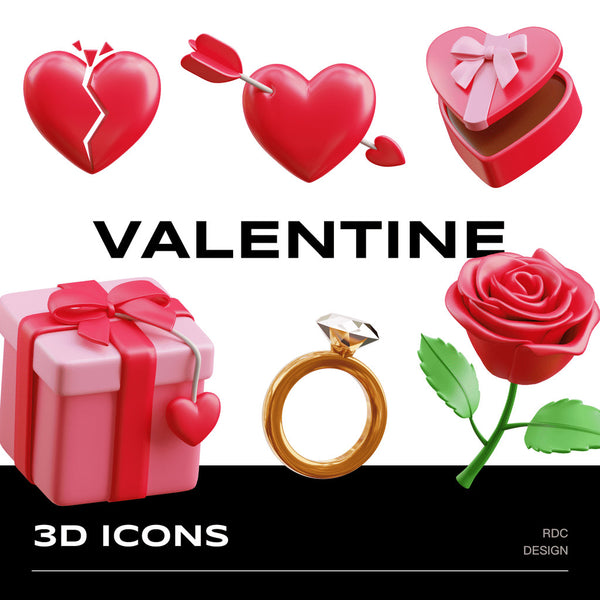 3D MODEL | 💌 Valentine & Qixi Festival 3D Roses, Hearts, Gift Boxes – Blender | C4D