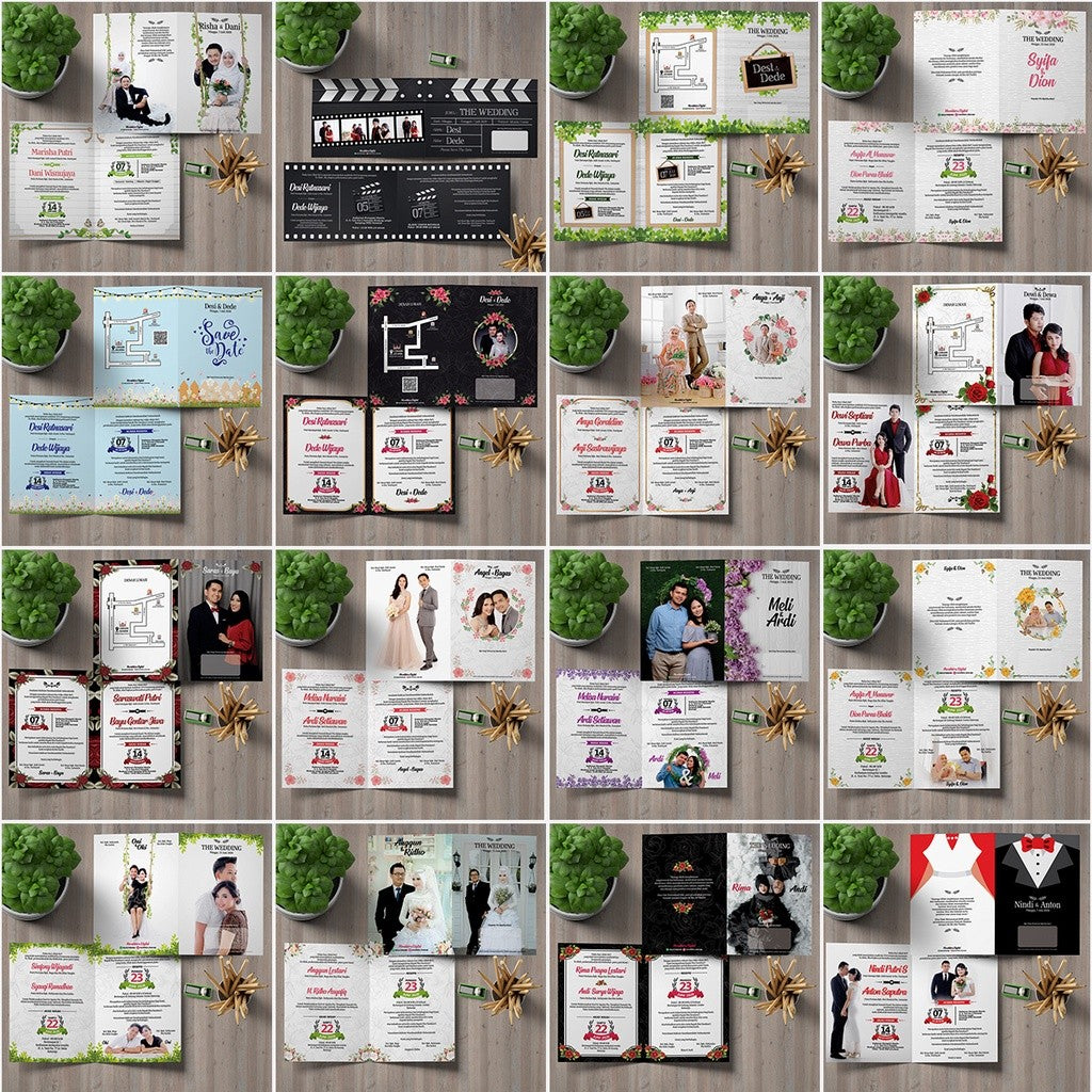 850+ Template Desain Undangan Pernikahan Kekinian Aesthetic Rustic Corel Draw (Format CDR)[ MICHIGO STUDIO ]