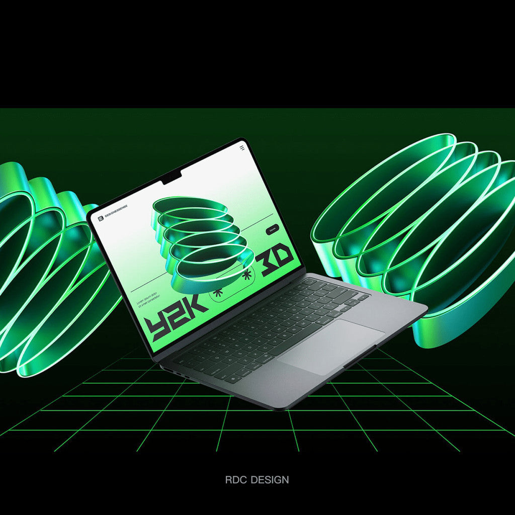 3D DESIGN | ⭐ Y2K Green Chrome Abstract Star Design – PNG